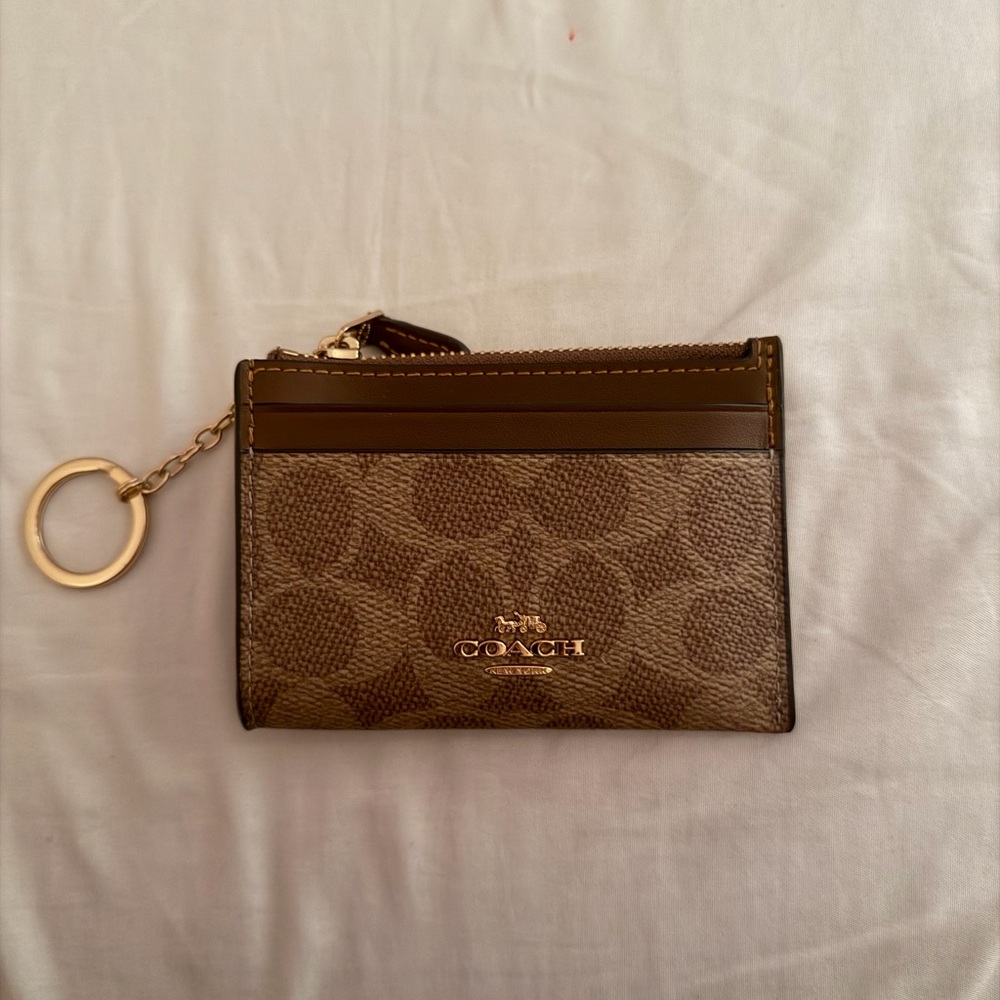 Coach Tan Signature Keychain Card Holder